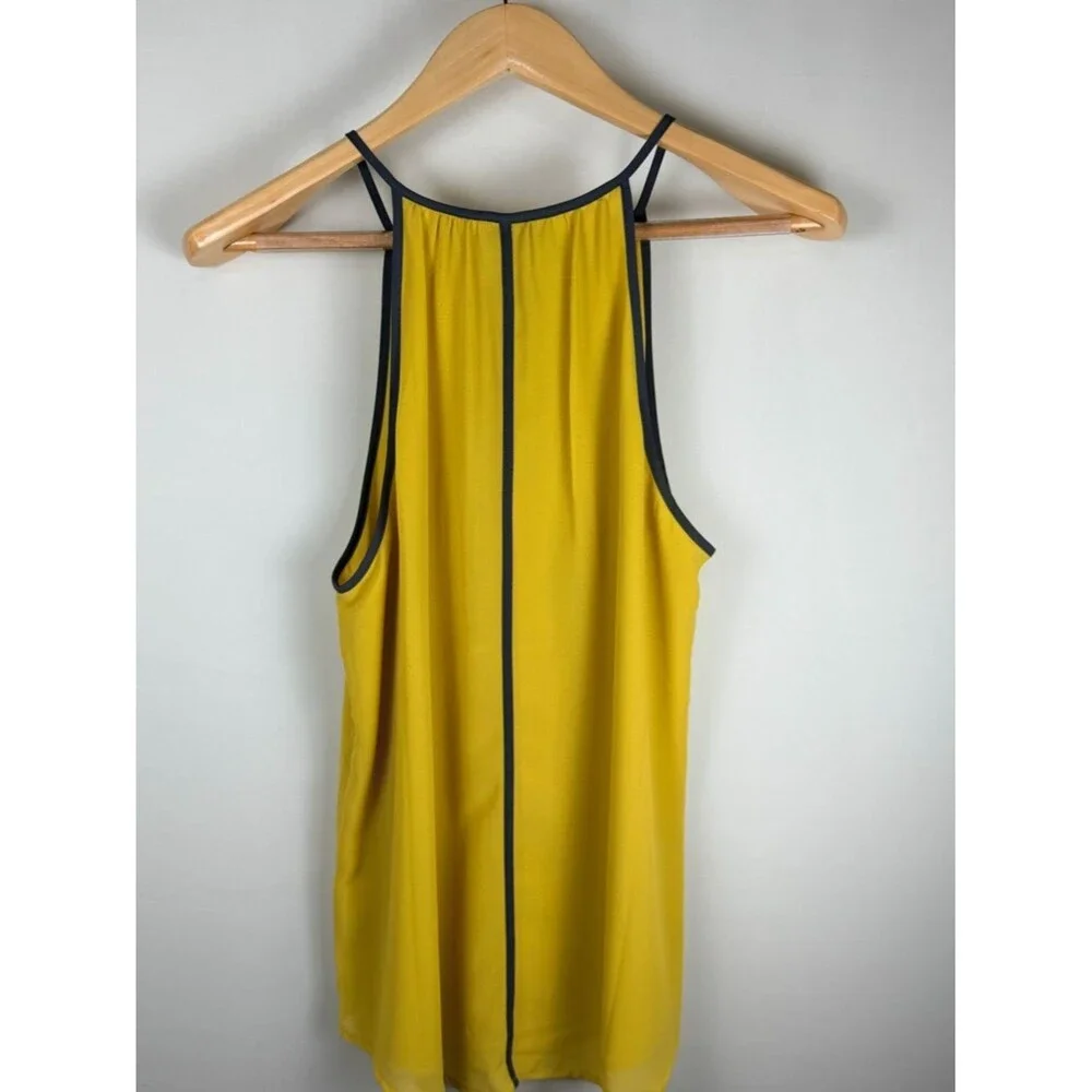 Naked Zebra Yellow Zip Front Sleeveless Top Large High Neck Tank